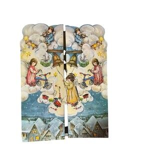 Vintage Korsch Advent Calendar Santa Angels Glitter Christmas West Germany 23x11